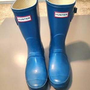 Teal Blue Short Hunter Rain Boots